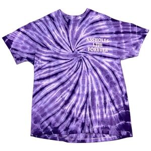 Assholes Live Forever Tie-Dye Graphic Tee XL Purple, EUC